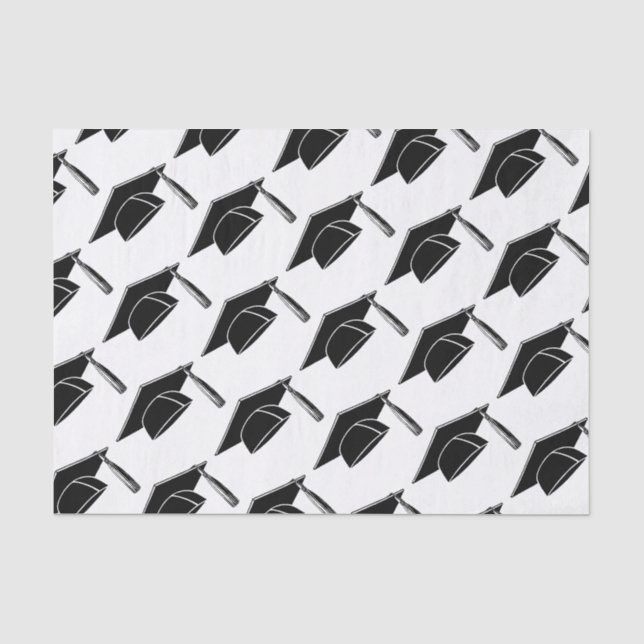 Papel De Seda Padrão de Bonés de formatura Pretos (Frente )
