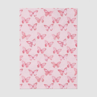 Papel De Seda Padrão de Borboleta Rosa em Aquarela