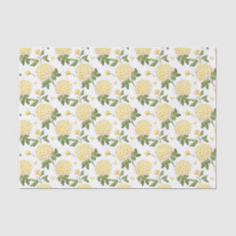 Papel De Seda Padrão de Borboletas Florais de Hidrangeia Amarela