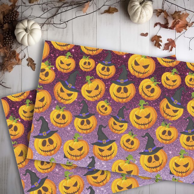 Papel De Seda padrão de brilho de abóbora de Halloween (Criador carregado)