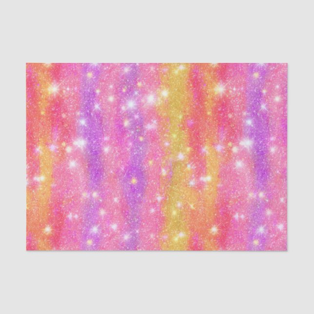 Papel De Seda Padrão de Brilho em Glitter Rosa Laranja Roxo (Frente )