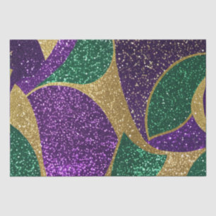 Papel De Seda Padrão de Brilho Mardi Gras Roxo Amarelo Verde