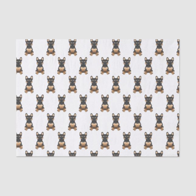 Papel De Seda Padrão de Bulldog Francês Black & Tan (Frente )