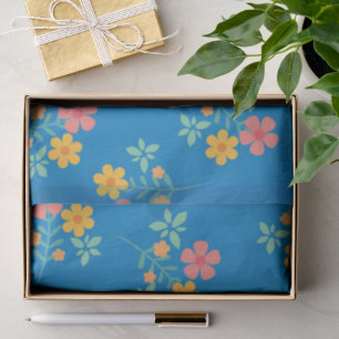 Papel De Seda Padrão de Buquê de margarida azul
