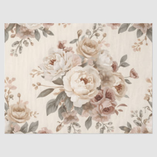 Papel De Seda Padrão de Buquê Floral Vintage Romântico