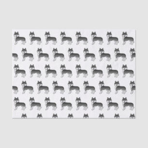 Papel De Seda Padrão De Cachorro Cachorro Negro E Branco Siberia