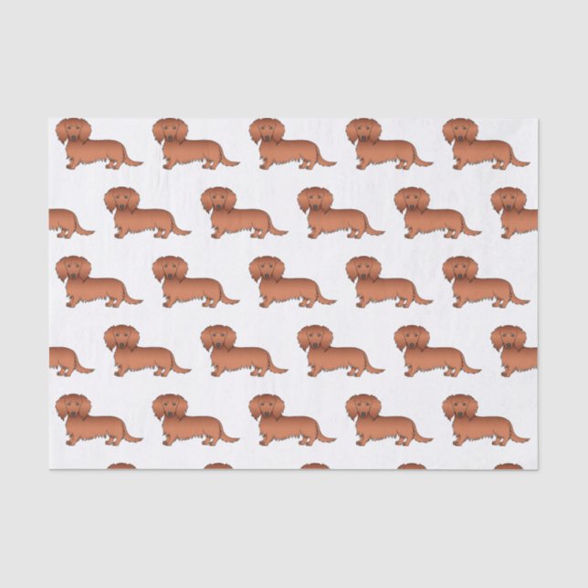 Papel De Seda Padrão de Cachorro Cartoon Fofo de Pelo Longo Verm (Frente )