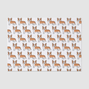 Papel De Seda Padrão De Cachorro De Corgi Galês, Vermelho E Br