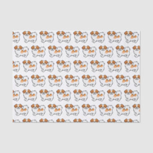 Papel De Seda Padrão De Cachorro De Coroa Tibetano De Cor Vermel