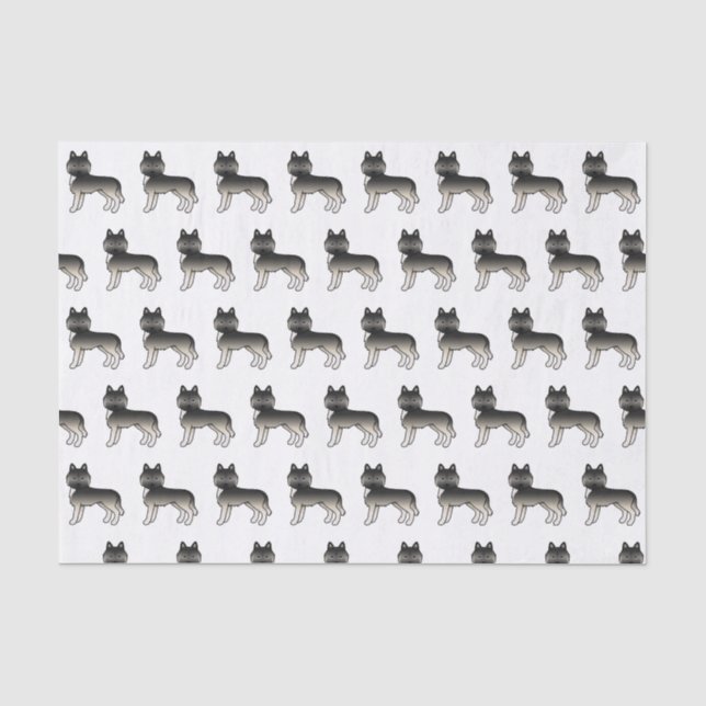 Papel De Seda Padrão de Cachorro Fofo Agouti Siberian Husky (Frente )