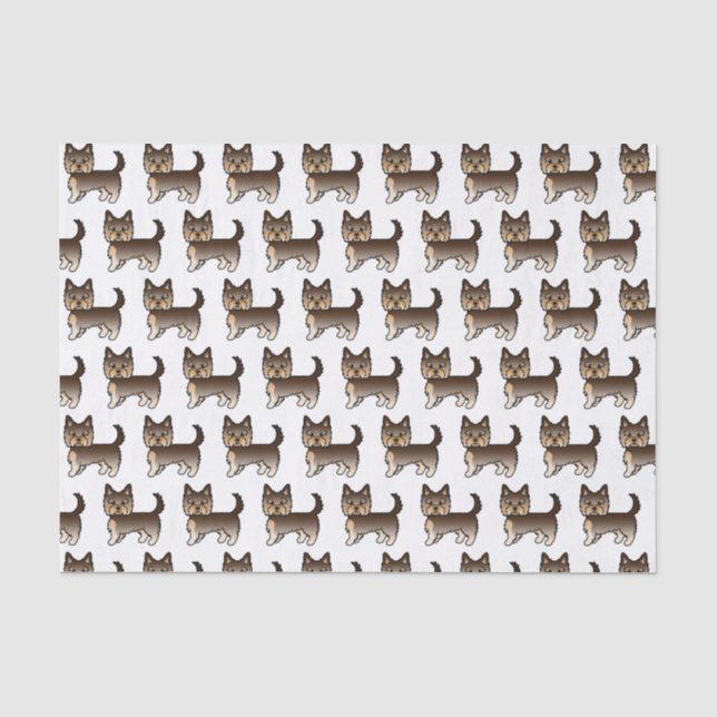 Papel De Seda Padrão de Cachorro Fofo Yorkshire Terrier de Choco (Frente )