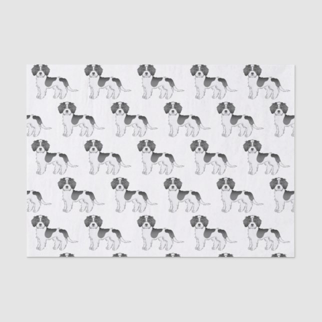 Papel De Seda Padrão de Cachorro Mini Goldendoodle Preto Parti-c (Frente )