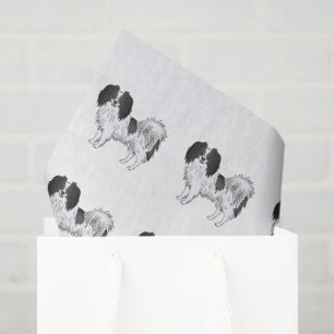 Papel De Seda Padrão de Cachorros de Desenho Phalène Preto e Bra