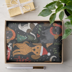 Papel De Seda Padrão de Cães de Natal
