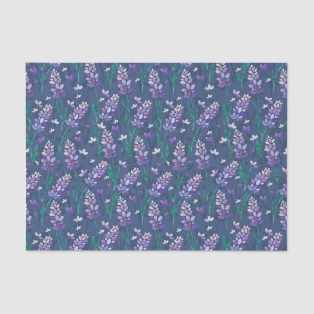 Papel De Seda Padrão de Campos de lavanda em Roxo (Frente )