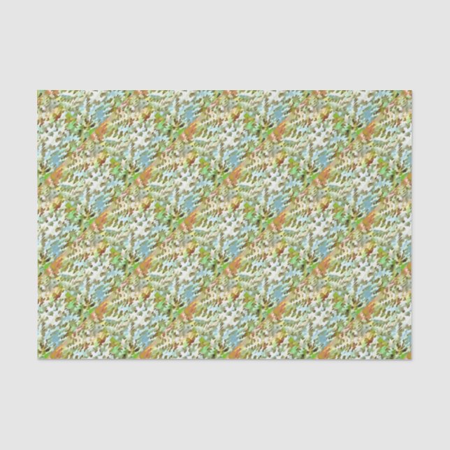 Papel De Seda Padrão de Camuflagem Branco, Azul Bebê e Verde (Frente )