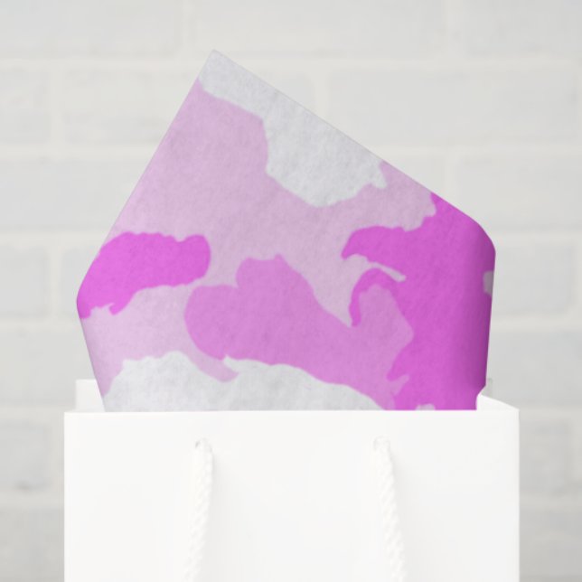 Papel De Seda Padrão de Camuflagem Cor-de-Rosa e Branco (Sacola de presentes)
