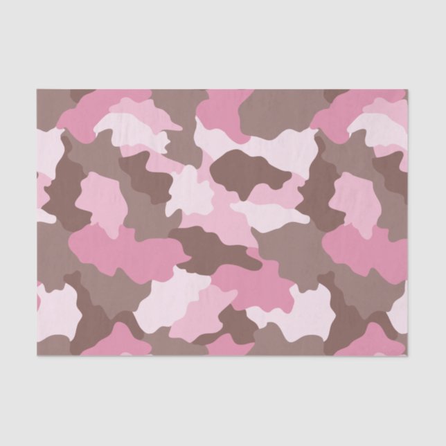 Papel De Seda Padrão de Camuflagem Girly Camo Rosa (Frente )