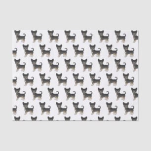 Papel De Seda Padrão De Cão Casaco Chihuahua Preto E Suave