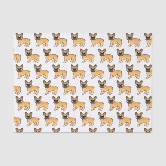 Papel De Seda Padrão de Cão-de-Cartoon Cachorro Francês (Frente )