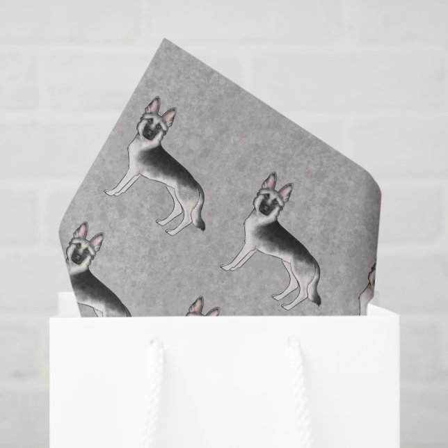 Papel De Seda Padrão de Cão de Cartoon de German shepherd Pratea (Sacola de presentes)