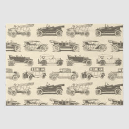 Papel De Seda Padrão de Carro vintage Beige Brown do Antigo Temp