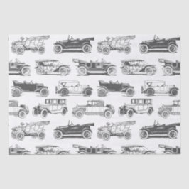 Papel De Seda Padrão de Carro vintage Preto do Antigo Temporizad