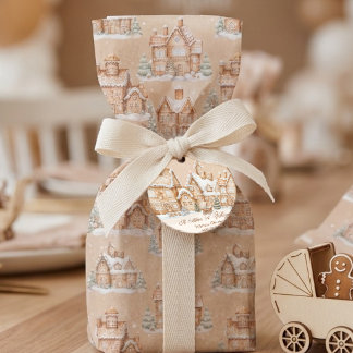 Papel De Seda Padrão de Casa de Biscoito de Gengibre da Aldeia I