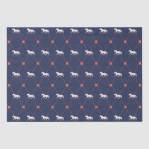 Papel De Seda Padrão de Cavalo de Trote de Harleqiun Azul e Ver