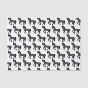 Papel De Seda Padrão de Cavalo Trotador de Cartoon de Cuta Preta