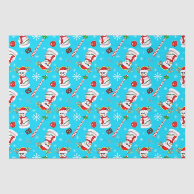 Papel De Seda Padrão de Celebração de Natal do Boneco de Neve de (Frente )
