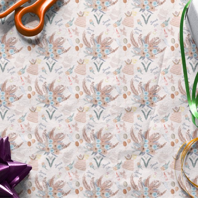 Papel De Seda Padrão de Chá de Bebê Boho (Criador carregado)