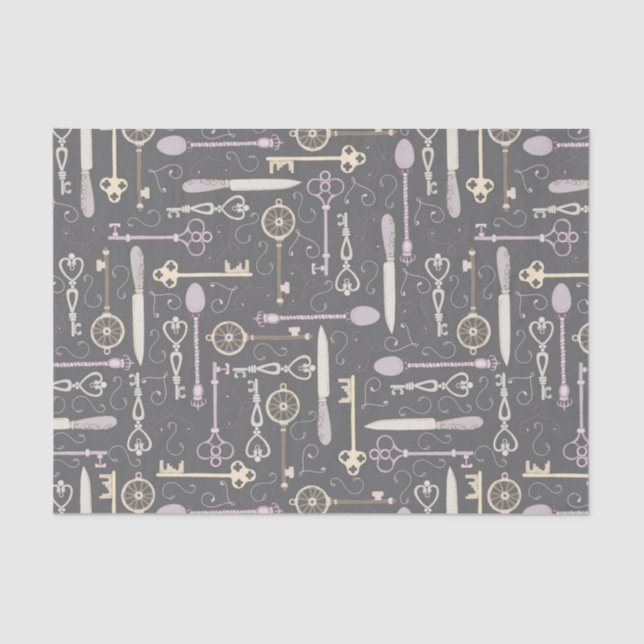 Papel De Seda Padrão de chave de estilo Steampunk (Frente )