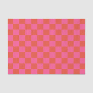 Papel De Seda Padrão de Checkboard verificado em rosa e laranja