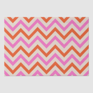Papel De Seda Padrão de Chevron cor-de-rosa e laranja Zigzag