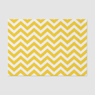 Papel De Seda Padrão de Chevron Dourado e Branco