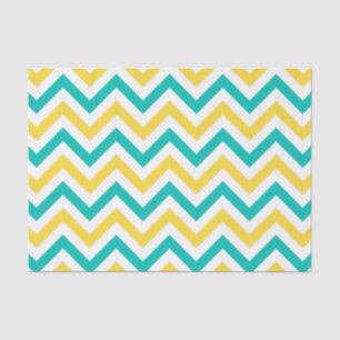 Papel De Seda Padrão De Chevron ZigZag, Teal, Abacaxi, Branco