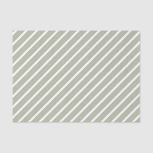 Papel De Seda Padrão de cinco faixas verde-oliva e branco (Frente )
