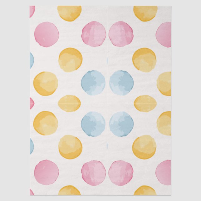 Papel De Seda Padrão de Círculo Amarelo, Rosa e Azul Moderno (Frente )