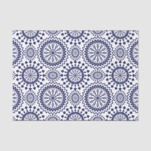 Papel De Seda Padrão de Círculo Branco Azul Marinho