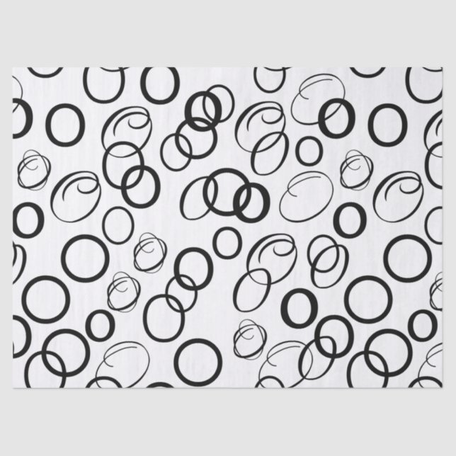 Papel De Seda Padrão de Círculo Preto e Branco Abstrato (Frente )