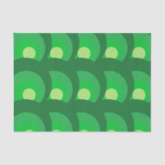Papel De Seda Padrão de Círculos Verdes Retrô