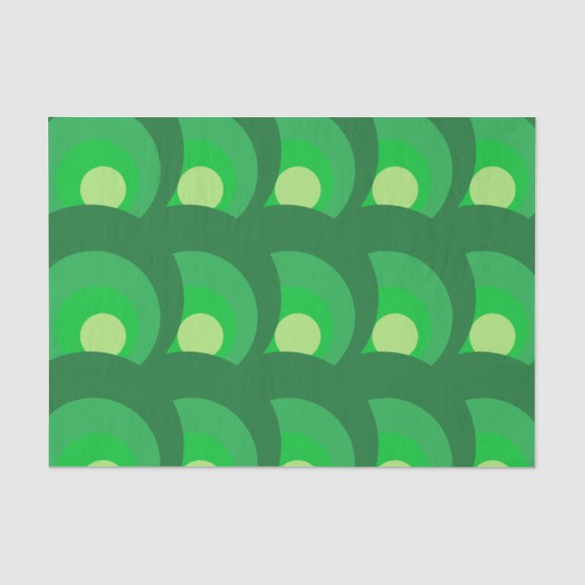 Papel De Seda Padrão de Círculos Verdes Retrô (Frente )