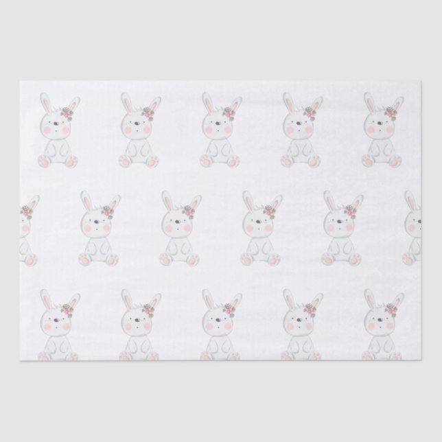 Papel De Seda Padrão de Coelhinho Bebê Chás de Bebê (Frente )