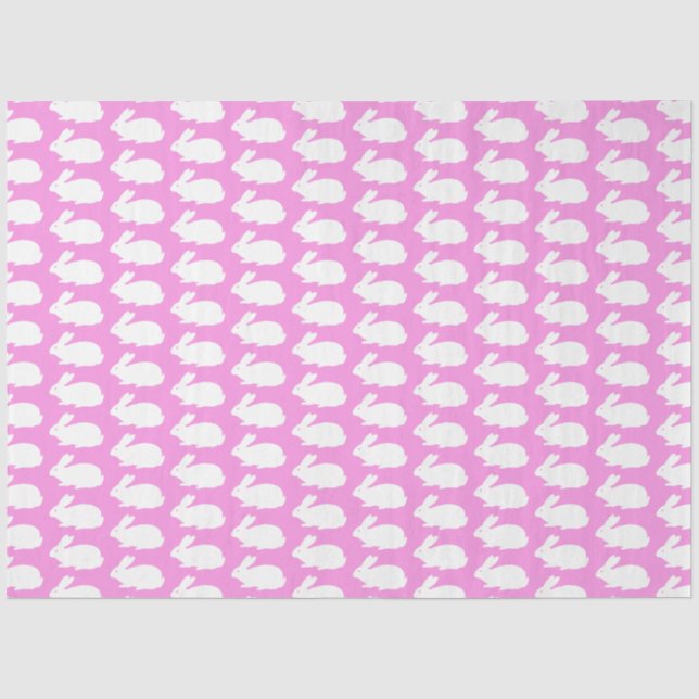 Papel De Seda Padrão De Coelhinho Branco A Rosa (Frente )