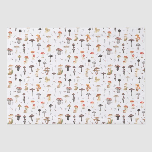 Papel De Seda Padrão de Cogumelo (Frente )