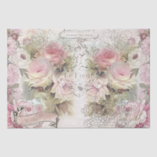 Papel De Seda Padrão de Colagem de Rosas do chique