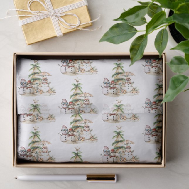 Papel De Seda Padrão de Coleta de Natal Sandy Snowmen (Presente)