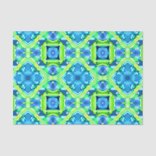 Papel De Seda Padrão de Coletor Azul e Verde limão (Frente )