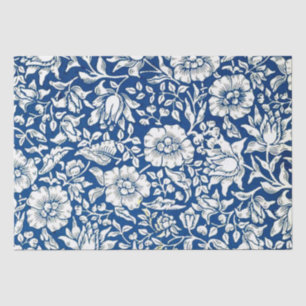 Papel De Seda Padrão de colheita Mallow Azul